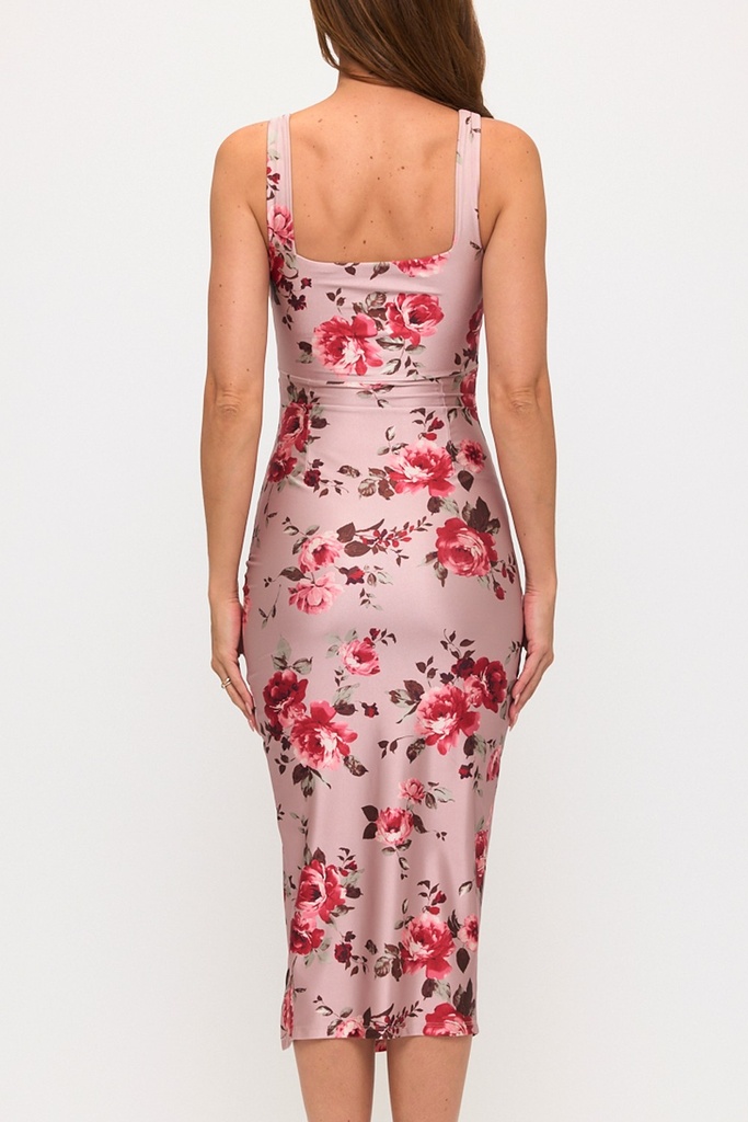 AD1633M LVSTY VESTIDO FLOREADO TAUPE