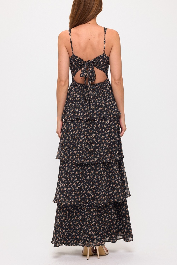 ED5229 LVSTY VESTIDO LARGO FLORAL NEGRO