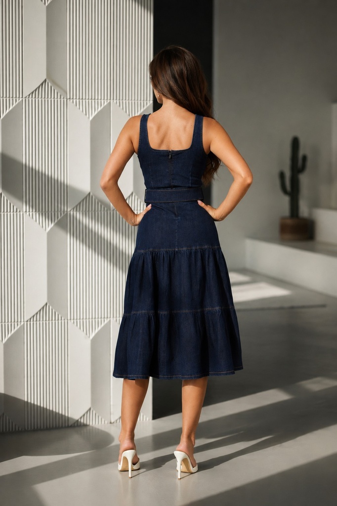 D24155 VALENTINE VESTIDO LONA AZUL