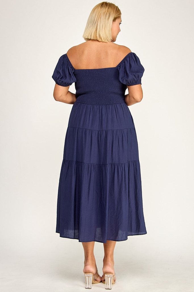D5623X BLD VESTIDO MIDI PLUS AZUL MARINO