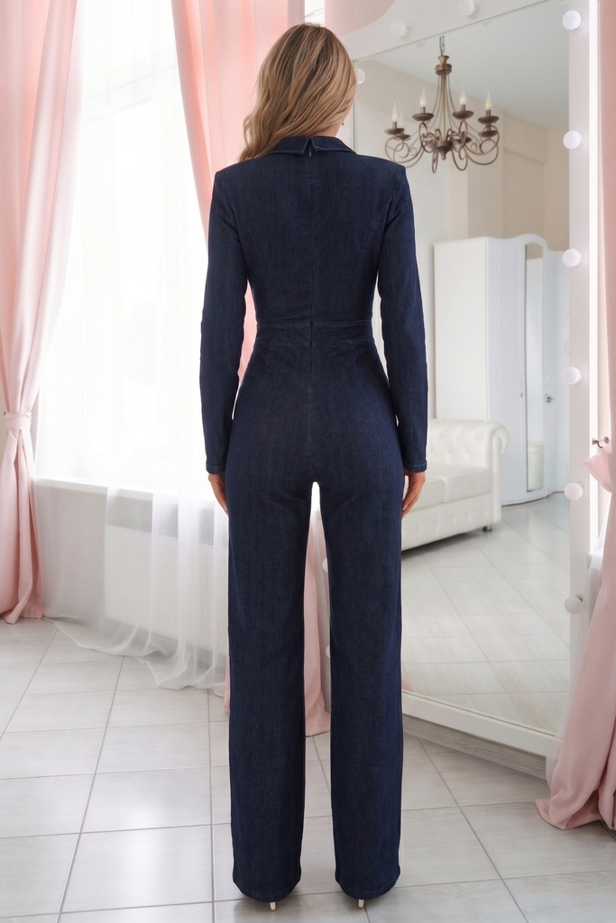 JP82516 VALENTINE ENTERIZO MANGA LARGA LONA AZUL