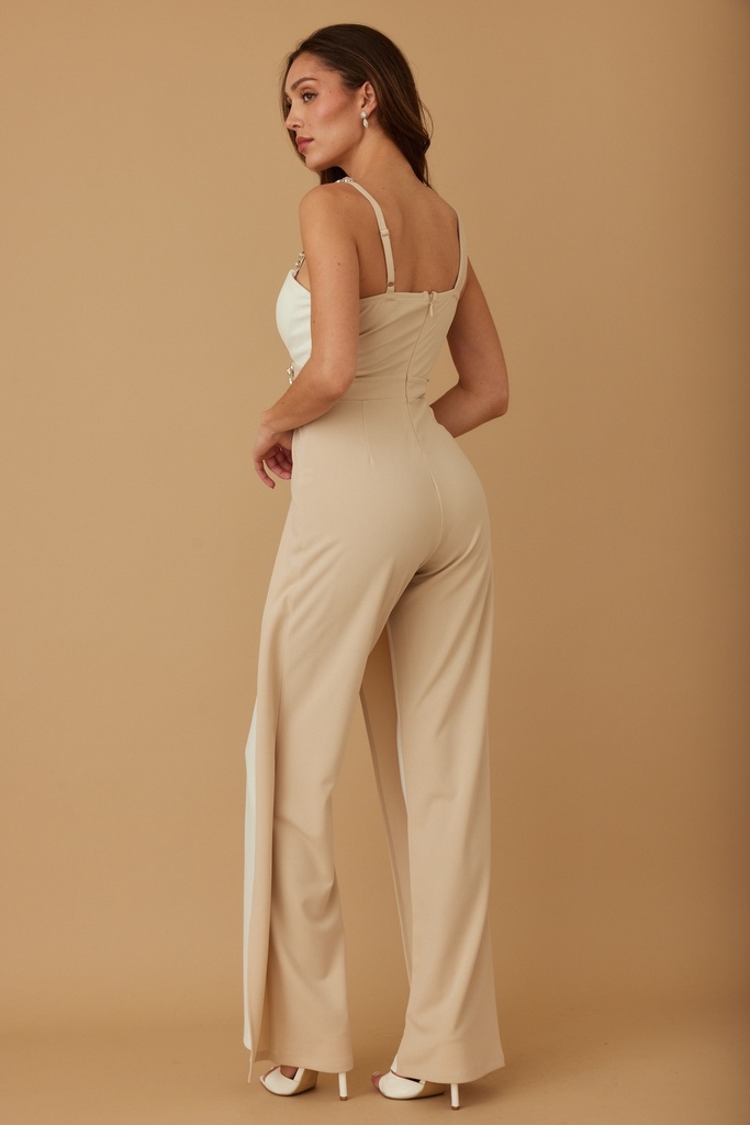 JP80514 VLTE ENTERIZO BEIGE/BLANCO