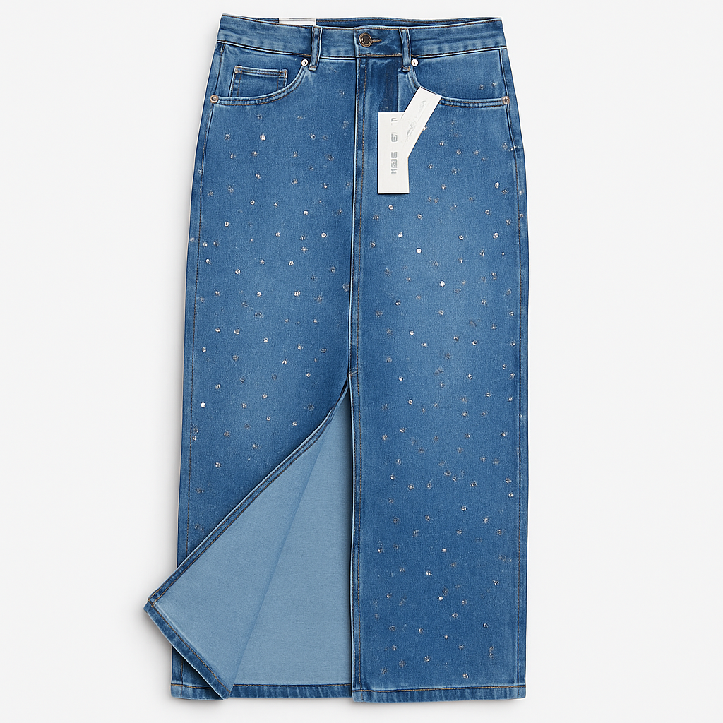 2153 FALDA LONA MARCA NINA ROSSI COLOR CELESTE