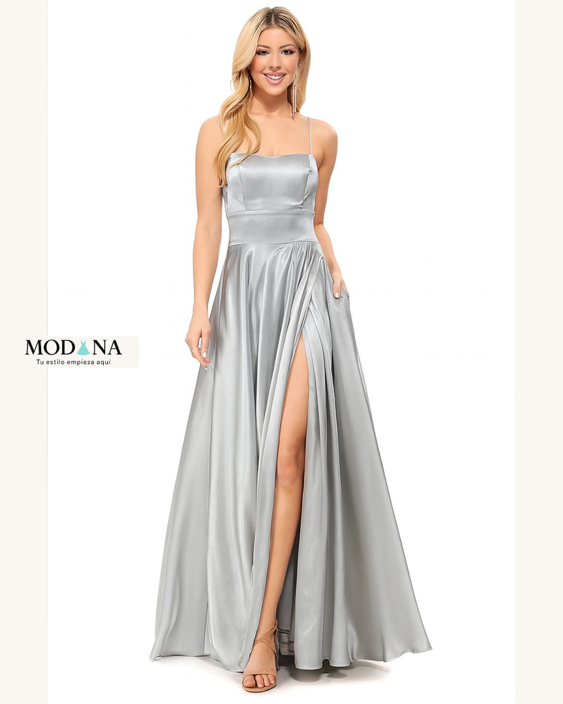 CA1053 VESTIDO MARCA CAPRICHO COLOR PLATEADO