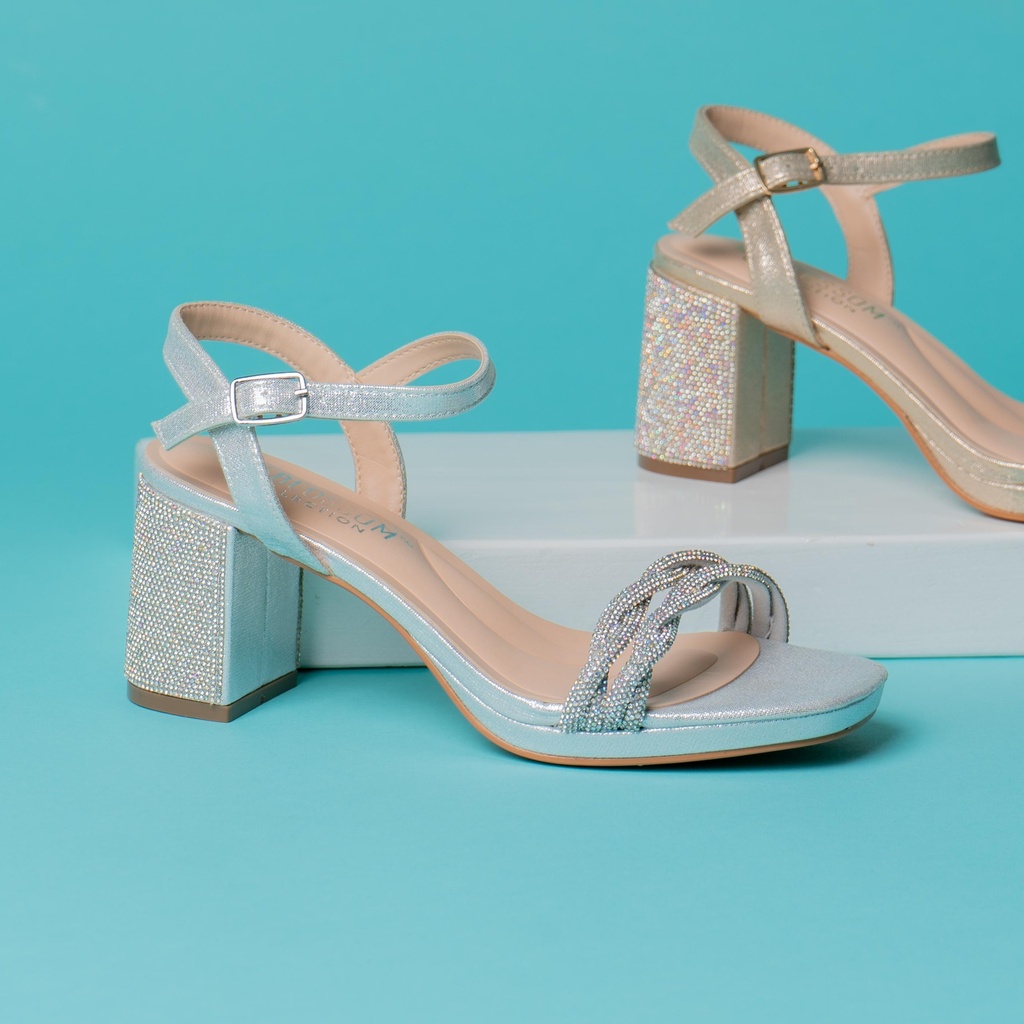 NELLY53 SANDALIA DE TACON DE BLOSSOM COLOR PLATEADO