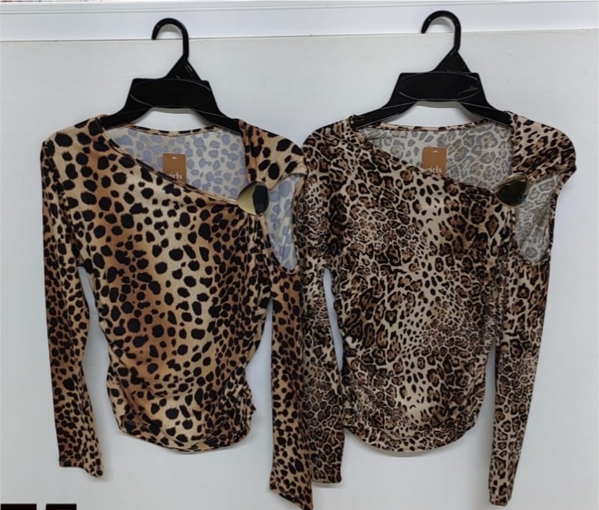BLUSA ANIMAL PRINT MANGA LARGA BROCHE