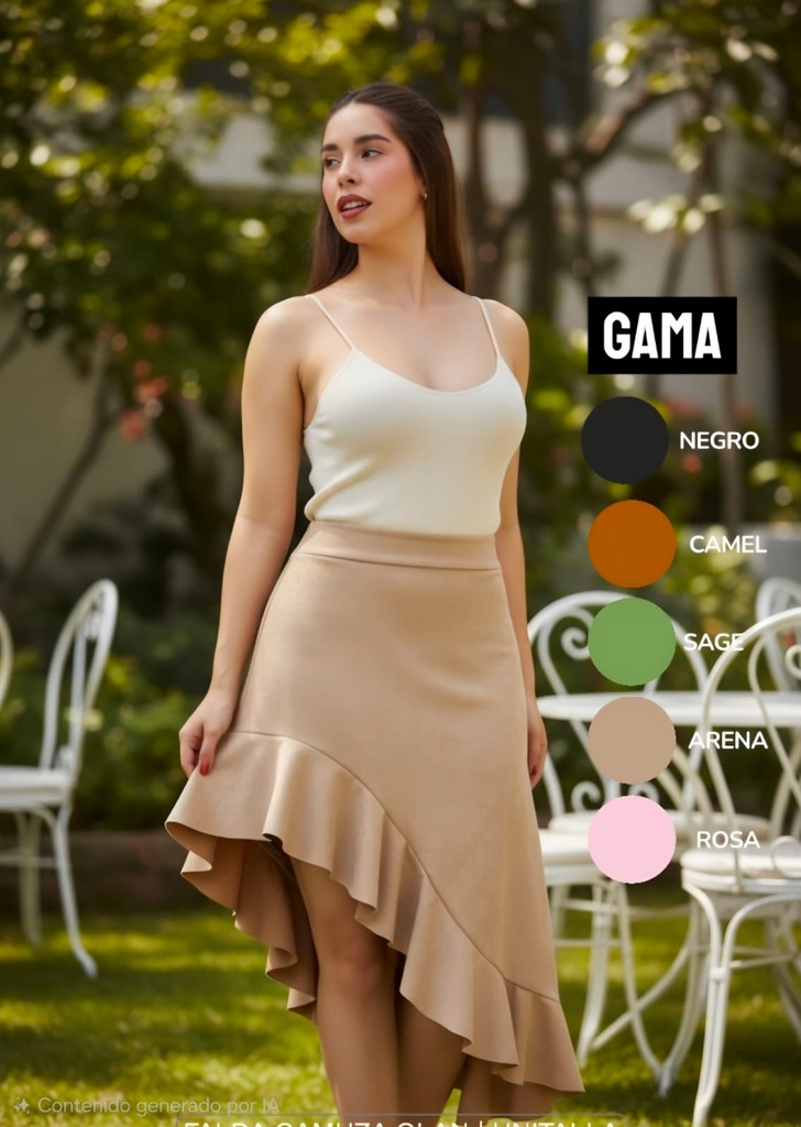 FALDA GAMUZA ASIMETRICA MULTICOLOR 