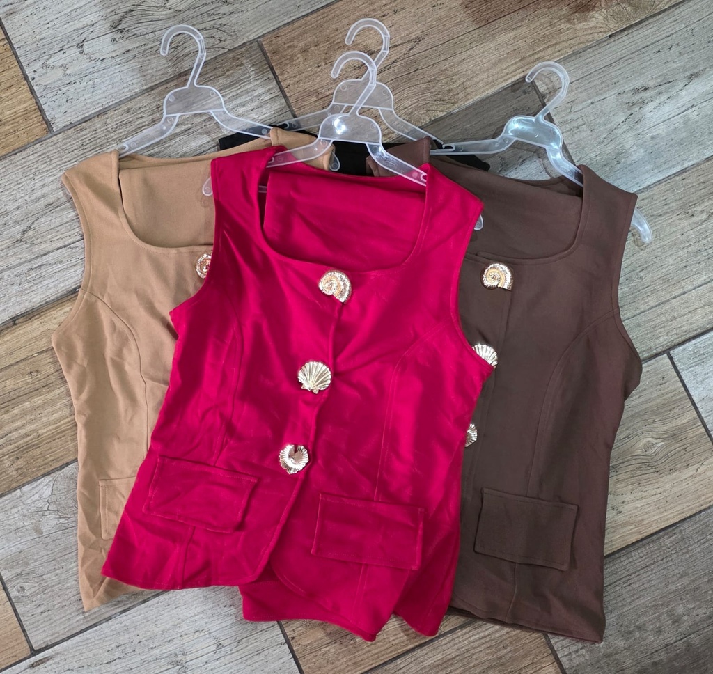 CONJUNTO CHALECO BOTONES DORADOS MULTICOLOR