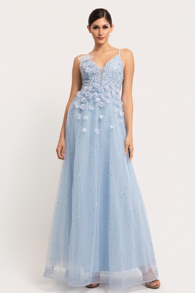 RVD6452 ROSEVELVET VESTIDO FLORES CELESTE