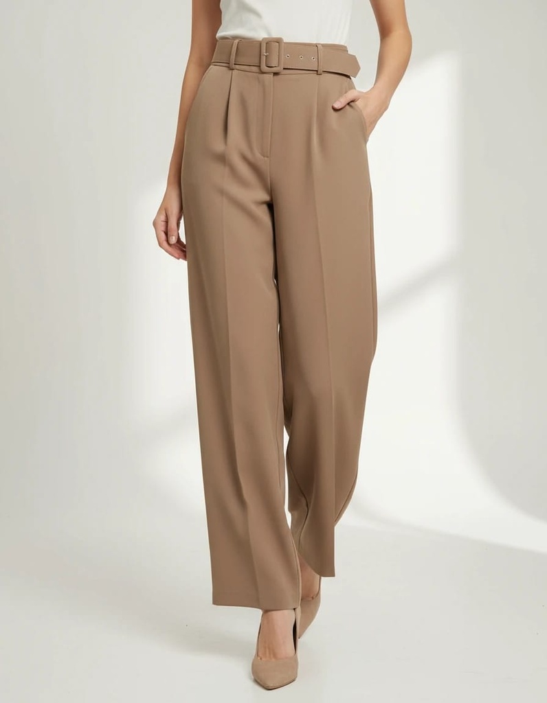 PANTALON TELA CINCHO CAMEL