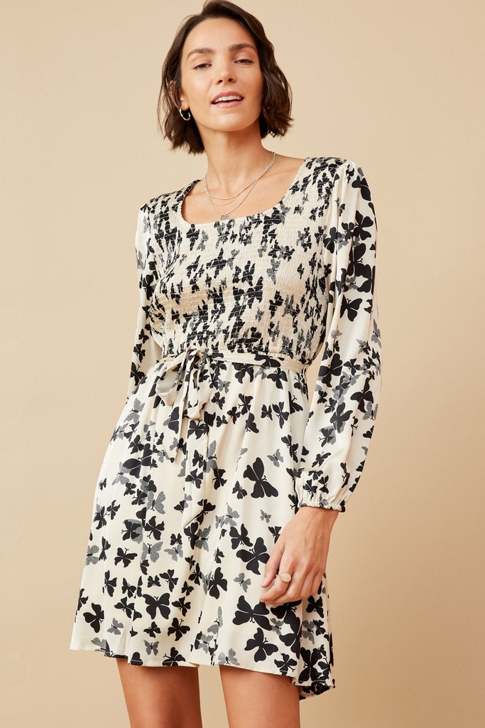 HY6518 HAYDEN VESTIDO MARIPOSAS CREMA