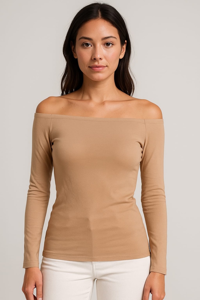 LC6564 COLLECTION BLUSA MANGA L. CAMEL