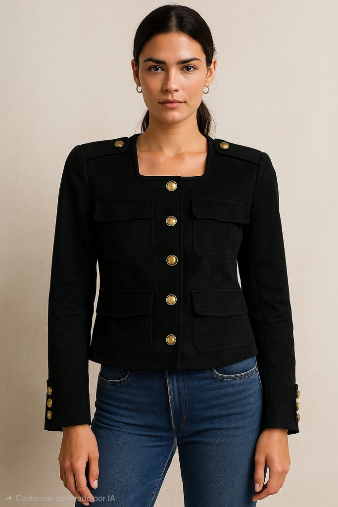 LC6297 COLLECTION CHAQUETA BOTONES NEGRO