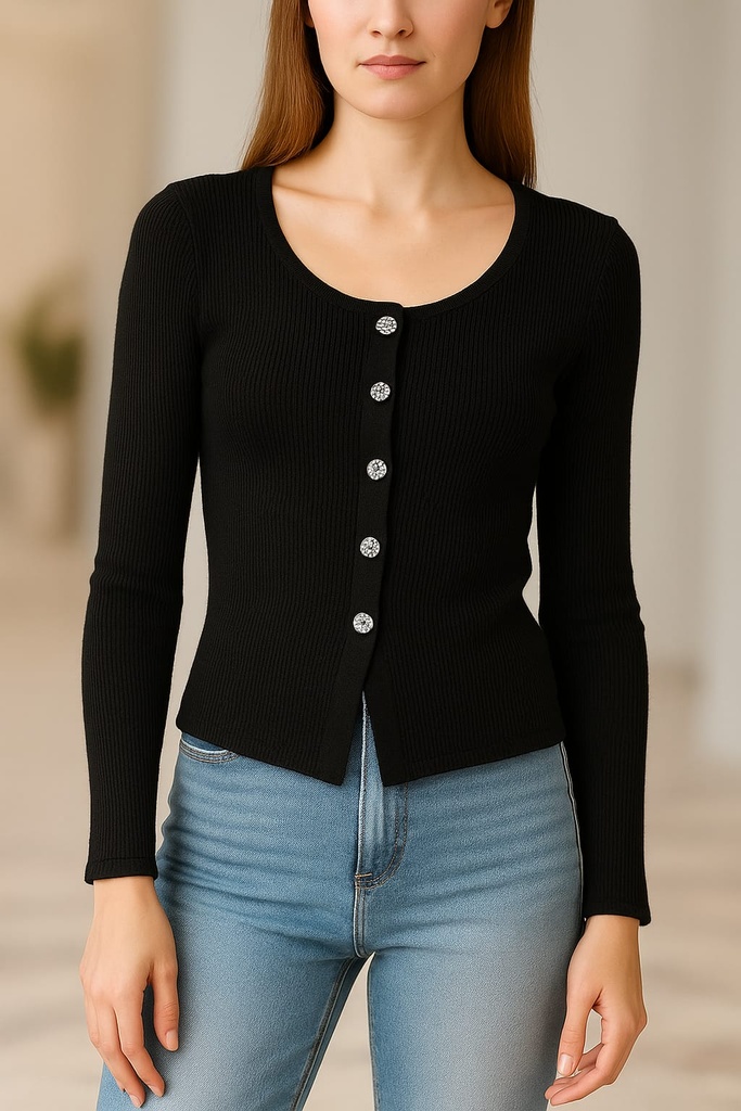 MM2613 MUY MUY SUETER BOTONES NEGRO