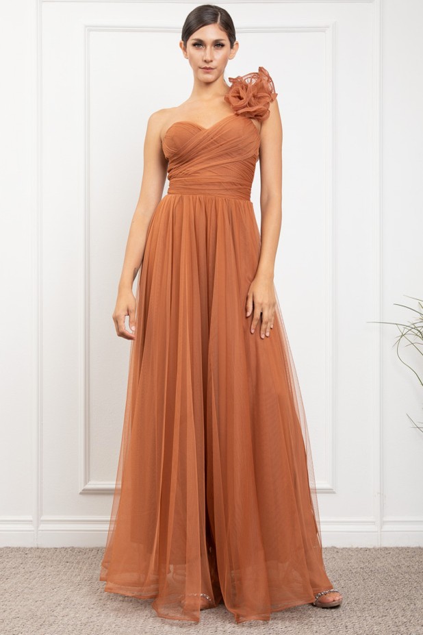 RVD5595 ROSEVELVET VESTIDO LARGO CAMEL