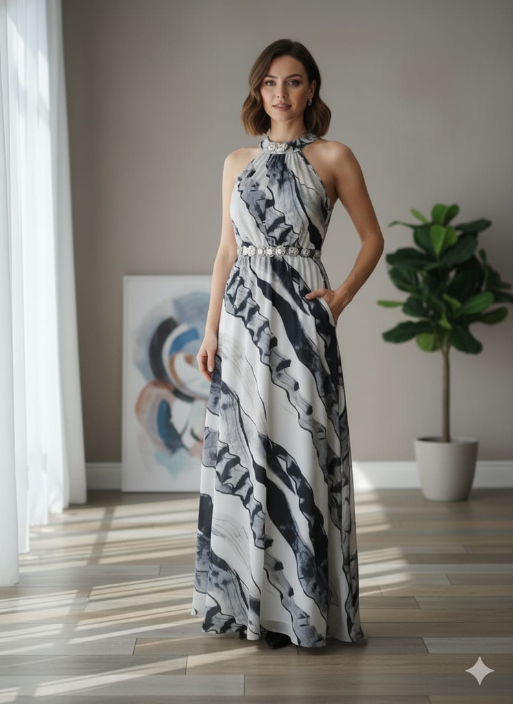 43951DL MILK HONEY VESTIDO AZUL/BEIGE