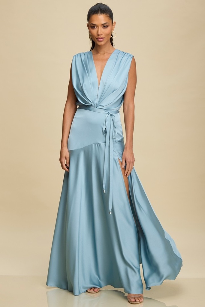 LD11539 LUXXEL VESTIDO LARGO CELESTE