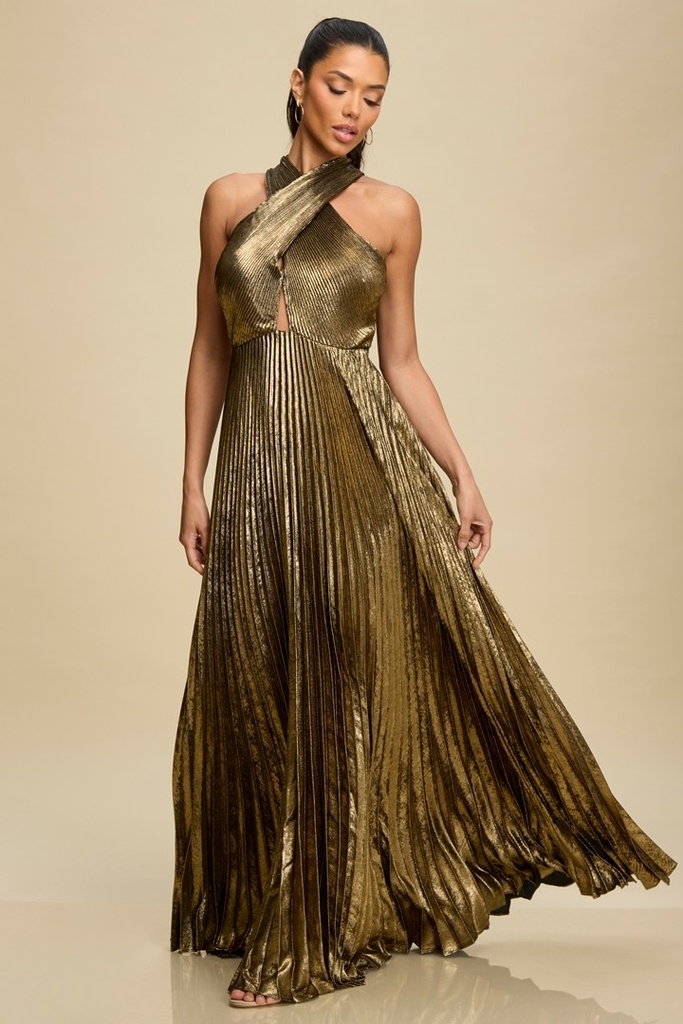 LD11850 LUXXEL VESTIDO LARGO DORADO