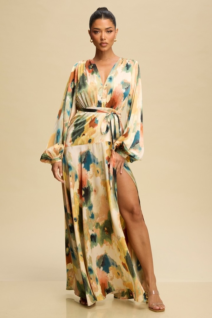 LD11825 LUXXEL VESTIDO LARGO FLOREADO