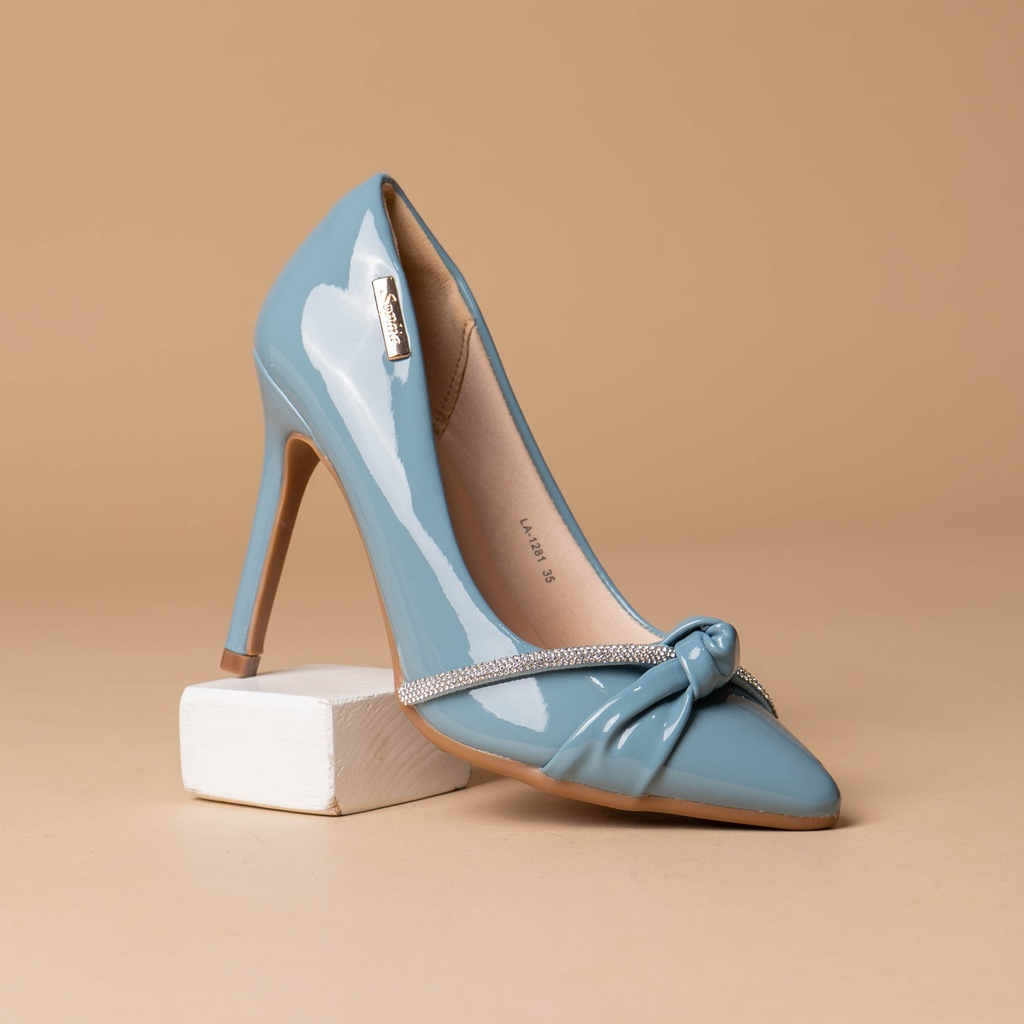 LA1281 SOPHIA ZAPATO CELESTE VERNIZ