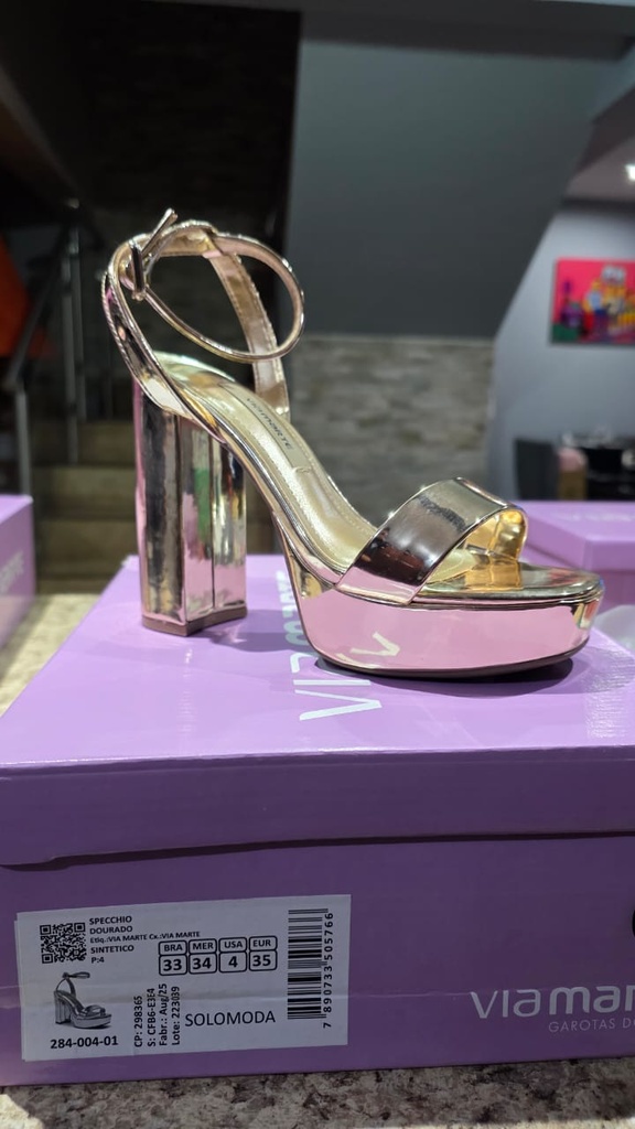 284004 VIAMARTE SANDALIA DORADO ESPEJO