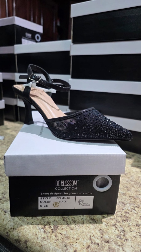 SELMA10 BLOSSOM ZAPATO NEGRO ESCARCHADO  