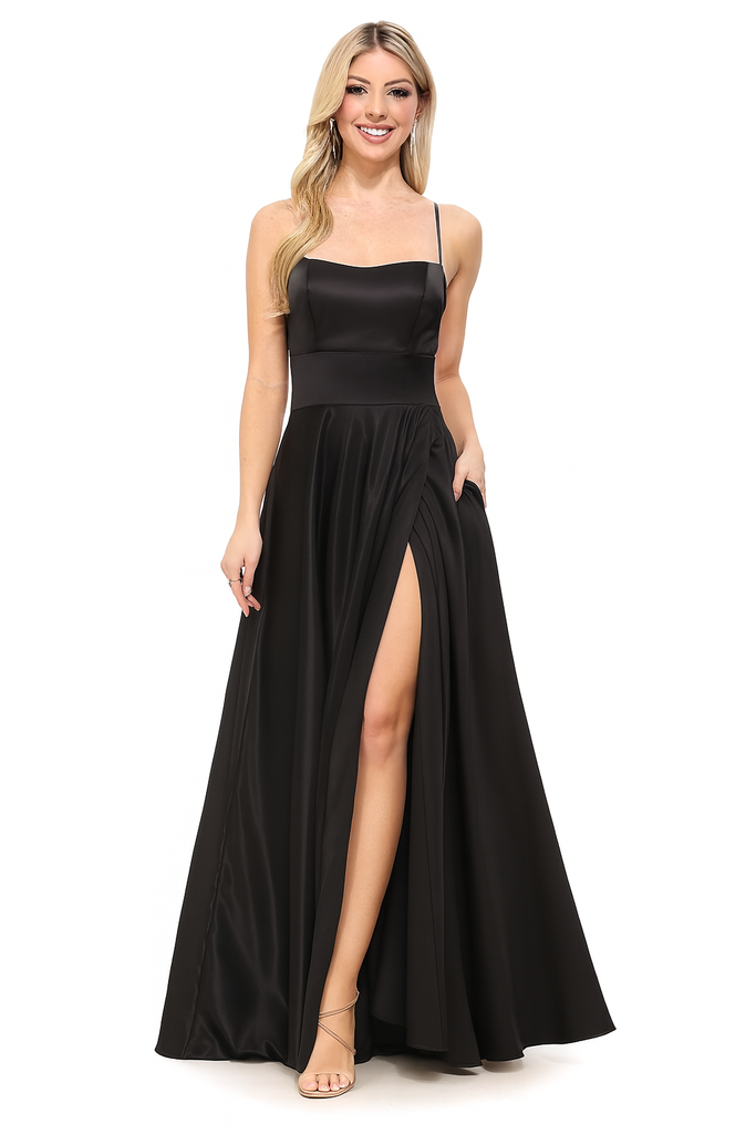 CA1053 VESTIDO MARCA CAPRICHO LARGO NEGRO