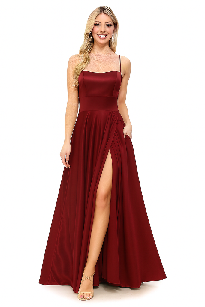 CA1053 VESTIDO MARCA CAPRICHO LARGO VINO