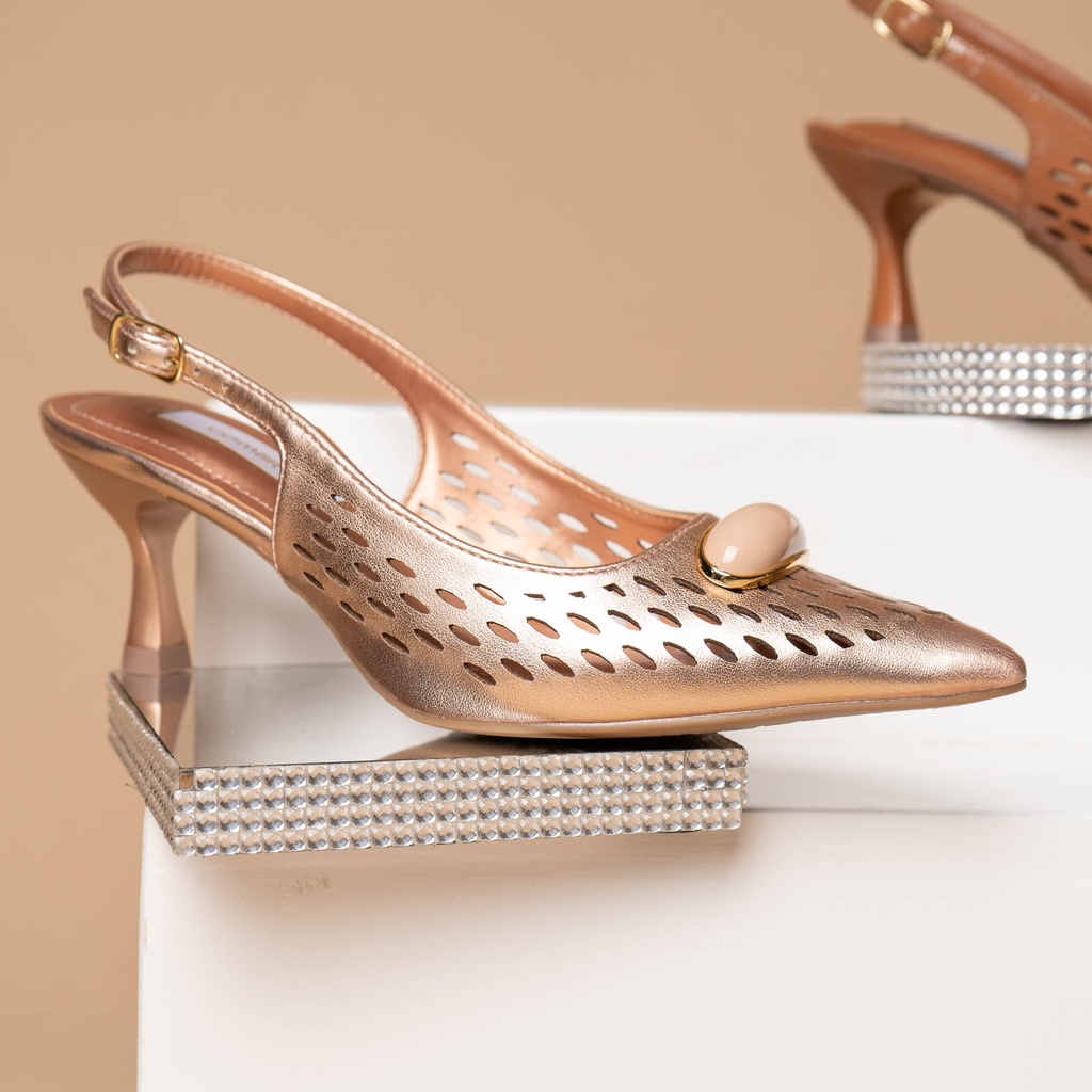 155017 VIAMARTE ZAPATO ORO ROSA METALIZADO