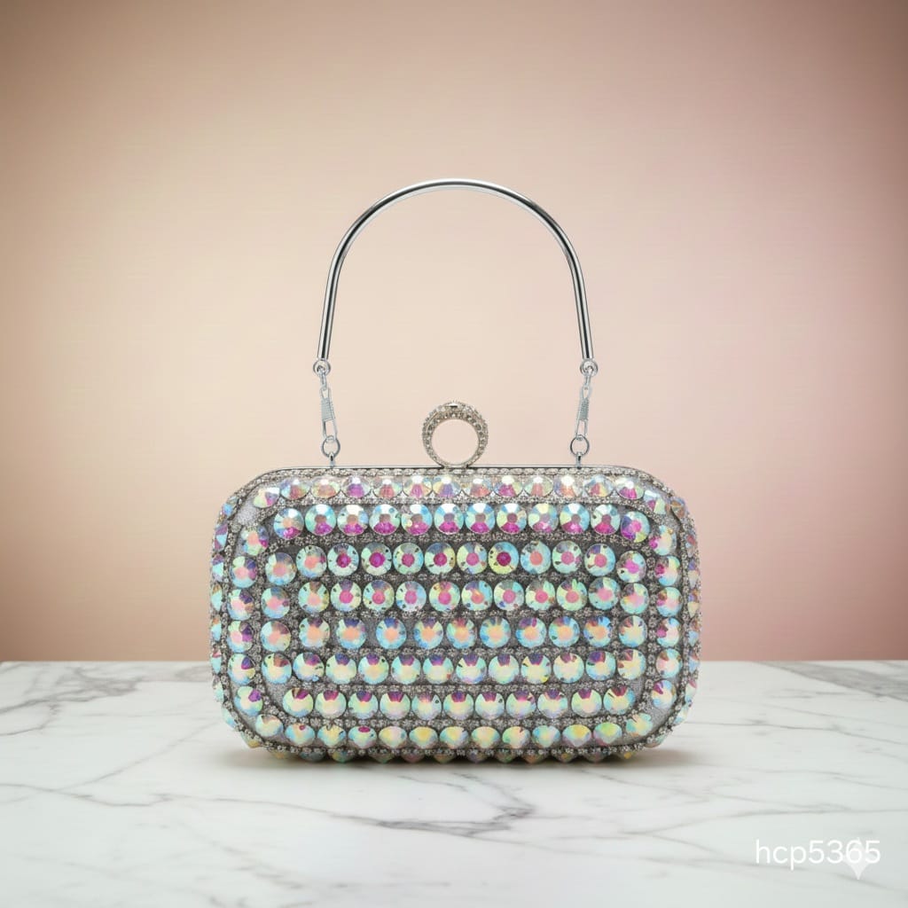 HPC5365 CARTERA GALA DIAMANTES PLATEADO