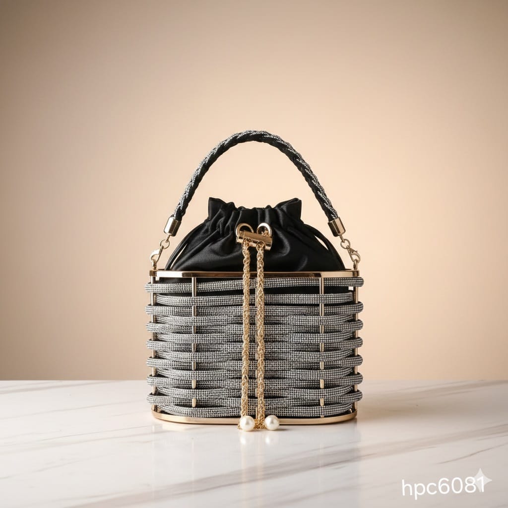 HPC6081 CARTERA GALA AGARRE TRENZA NEGRO