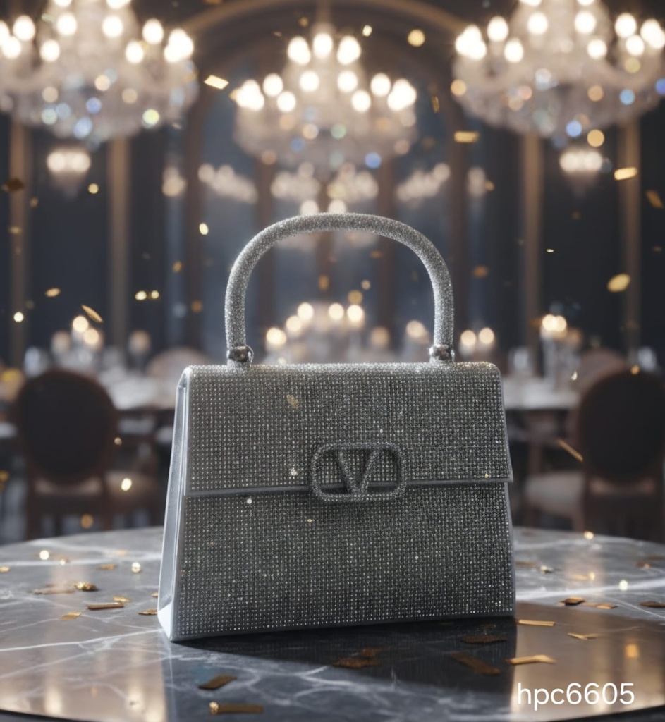 HPC6605 CARTERA GALA ESCARCHADO PLATEADO