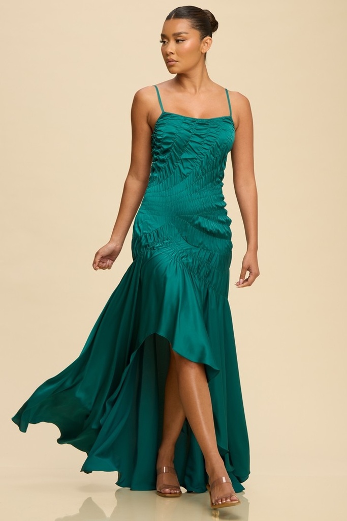 LD12046 LUXXEL VESTIDO GALA SATIN VERDE