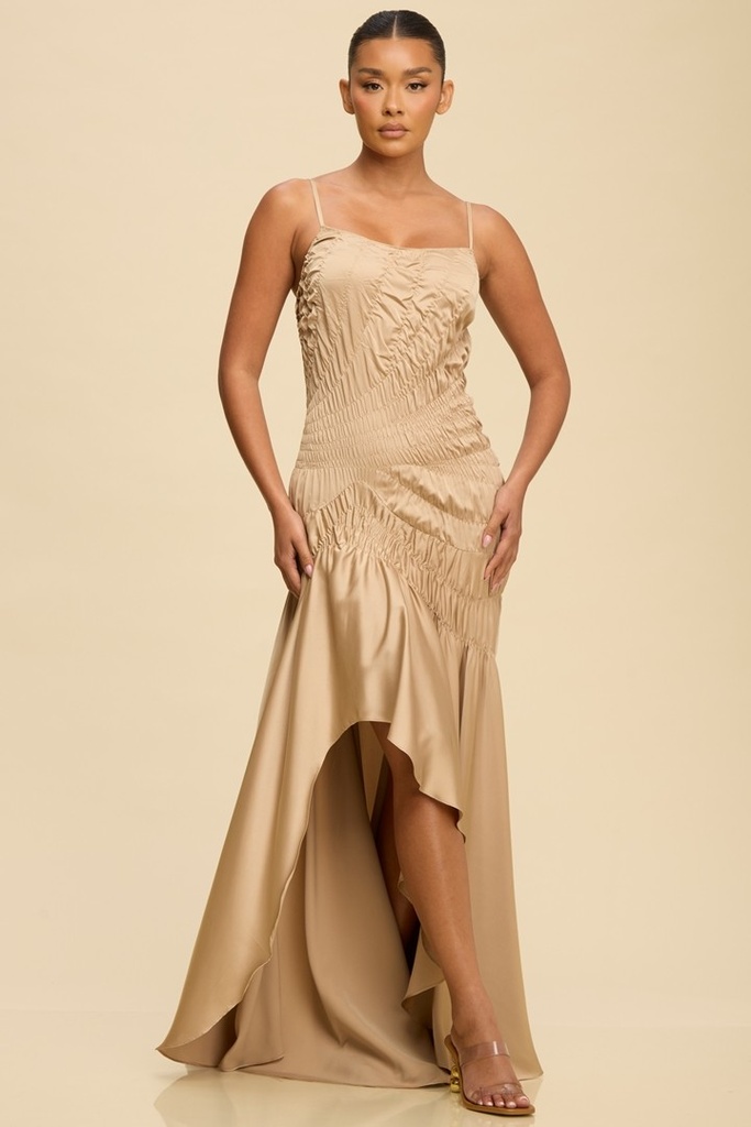 LD12046 LUXXEL VESTIDO GALA SATIN DORADO