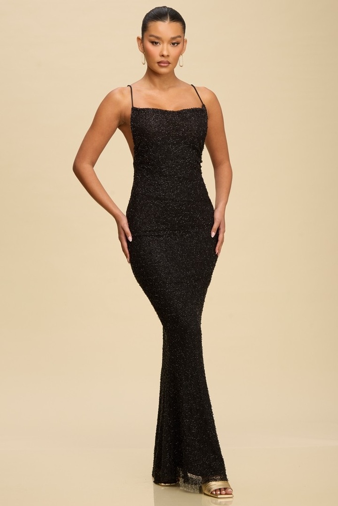 LD12154 LUXXEL VESTIDO LARGO GALA NEGRO