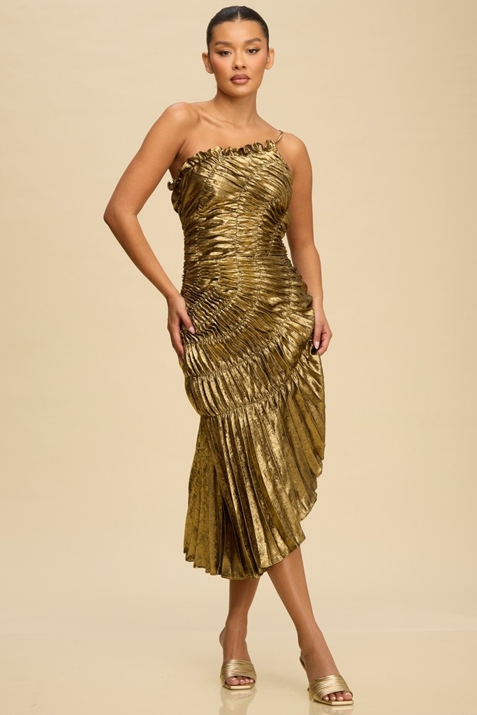 LD12044 LUXXEL VESTIDO GALA ORO