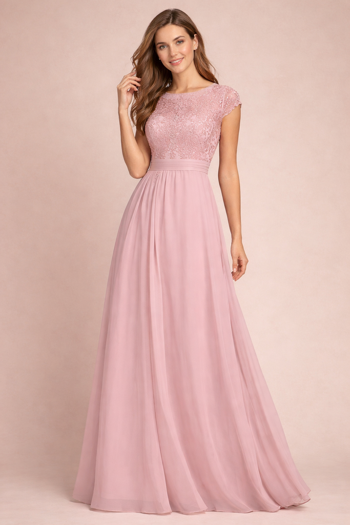 D003-B SUBLIME VESTIDO LARGO CASUAL PALO ROSA ENCAJE