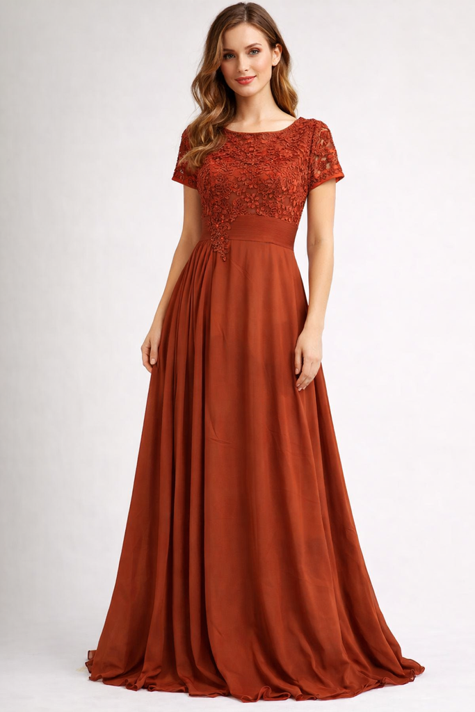 D003-B SUBLIME VESTIDO LARGO CASUAL NARANJA ENCAJE 