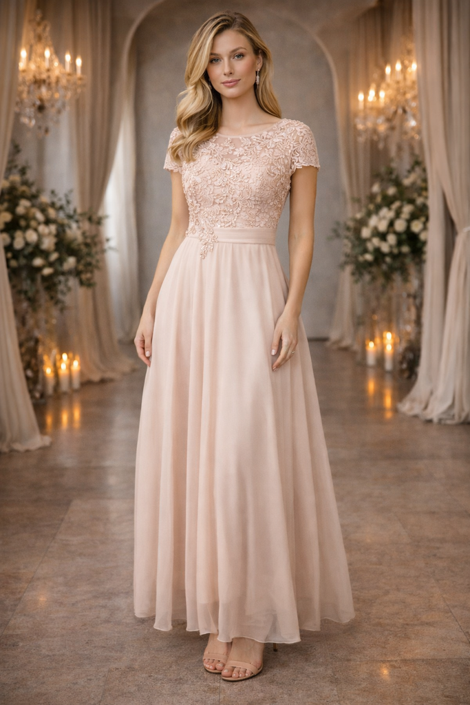 D003-B SUBLIME VESTIDO LARGO BEIGE CASUAL ENCAJE 