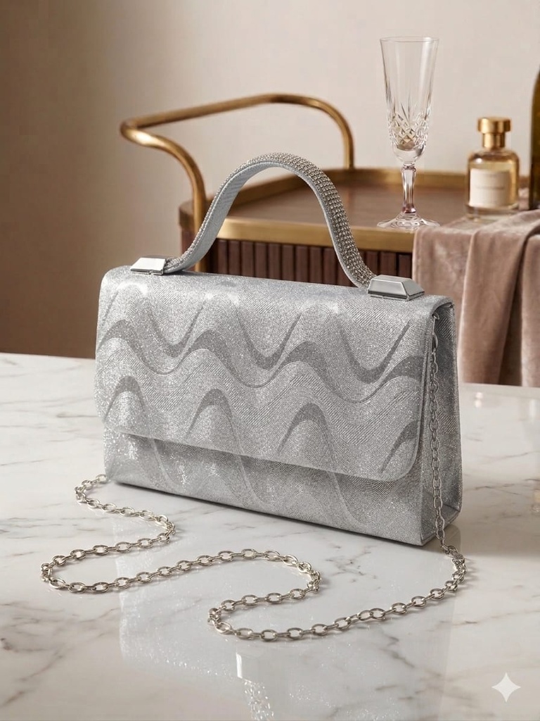 HBG105340S CARTERA GALA ONDAS PLATEADO