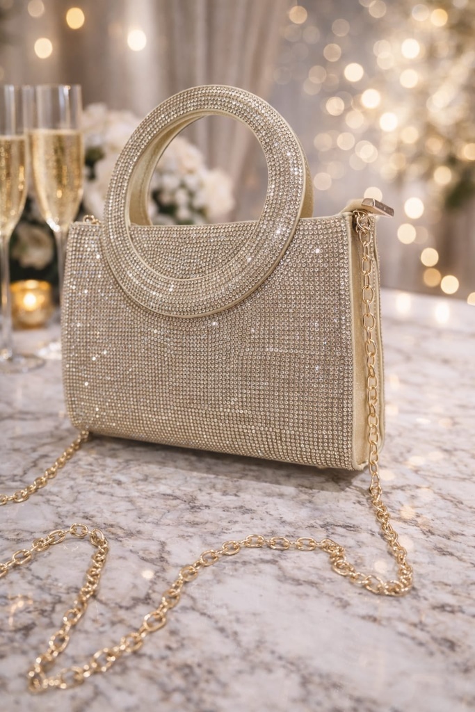 HBG105255 CARTERA GALA DORADO ESCARCHADO