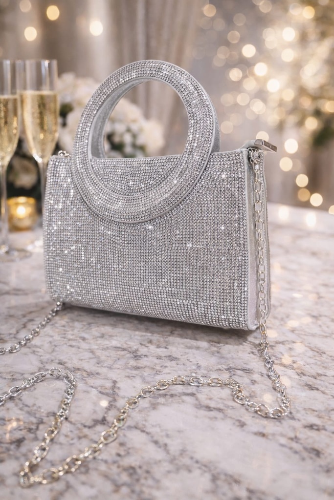 HBG105255 CARTERA GALA PLATA ESCARCHADO