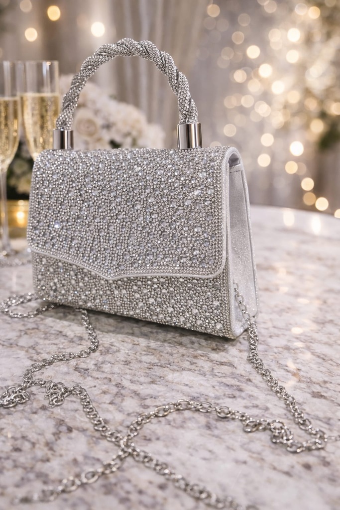 HBG104844 CARTERA GALA TRENZA PLATA