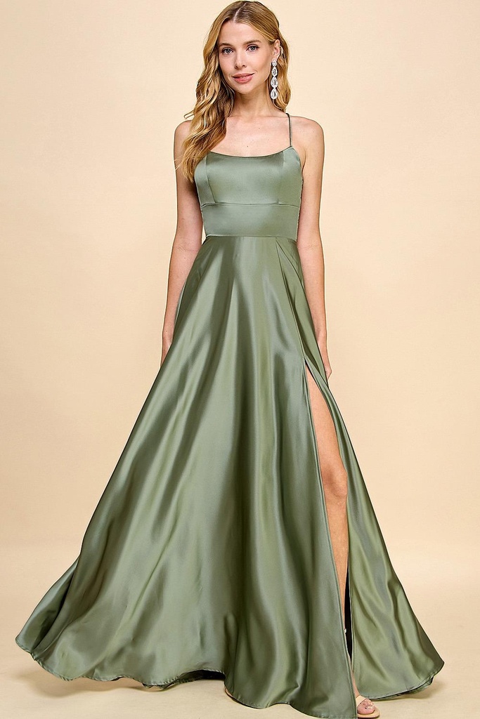 MF21718 MANIJU VESTIDO LARGO OLIVA