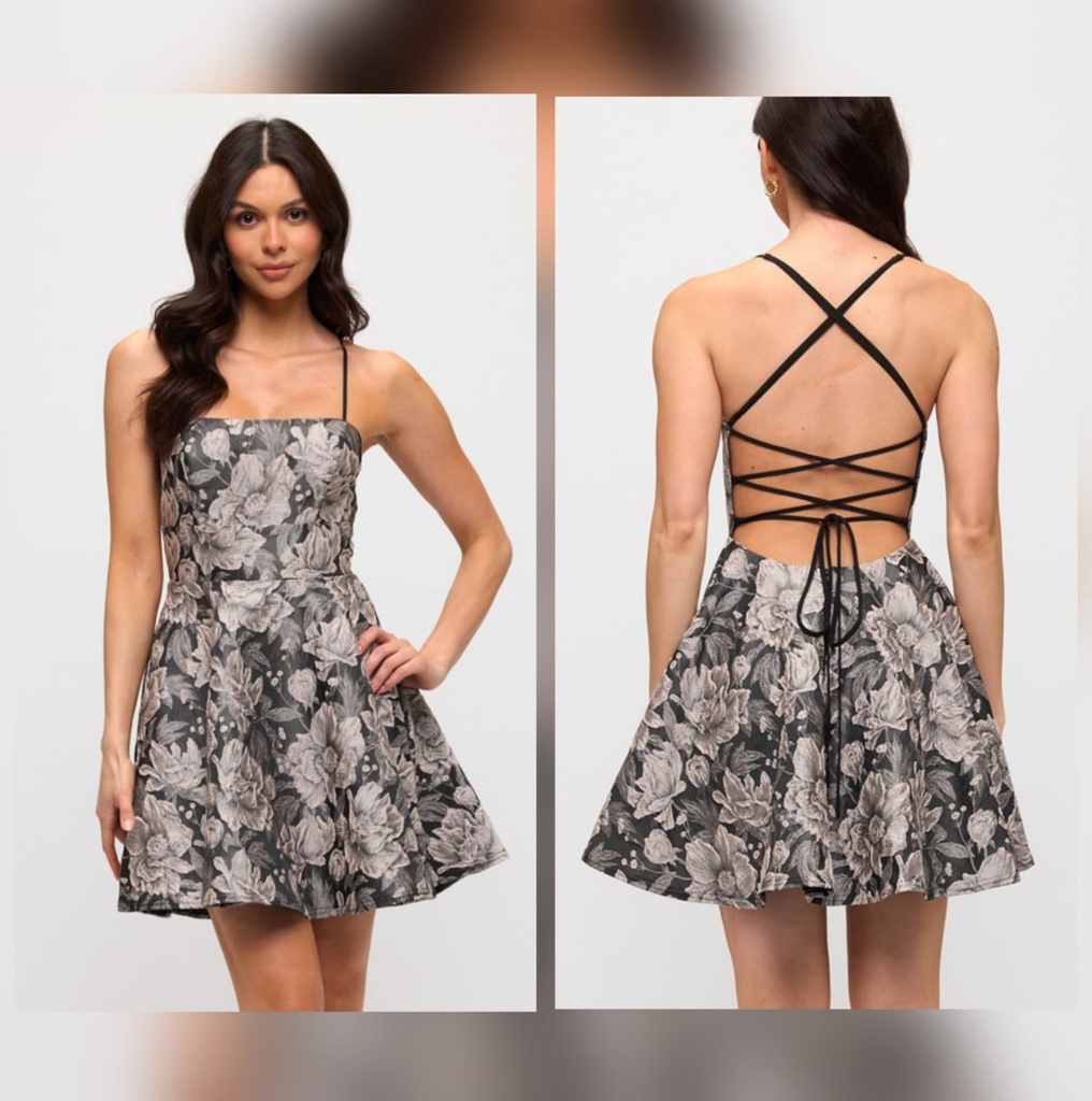 QD57761 LOVESTORY VESTIDO CORTO NEGRO/TAUPE