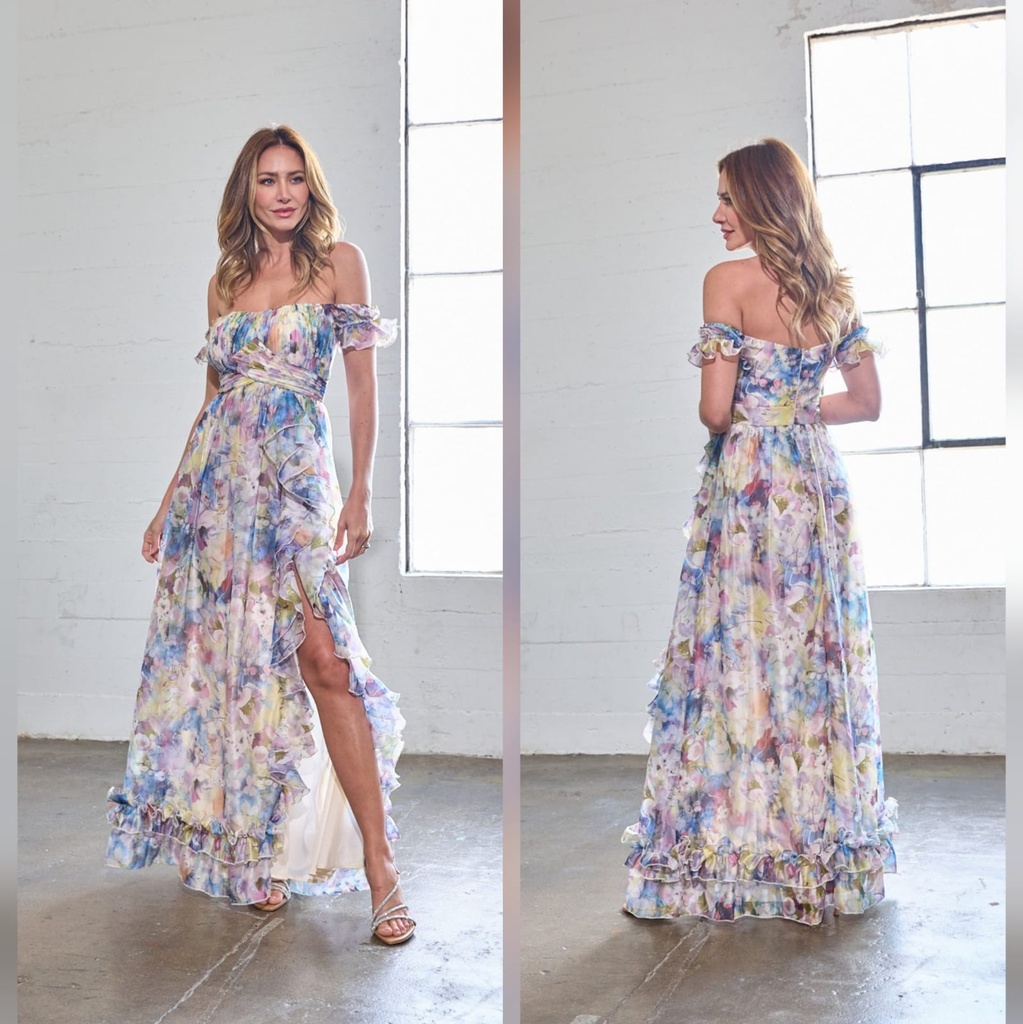 3676 MINUET VESTIDO LARGO AZUL MULTI