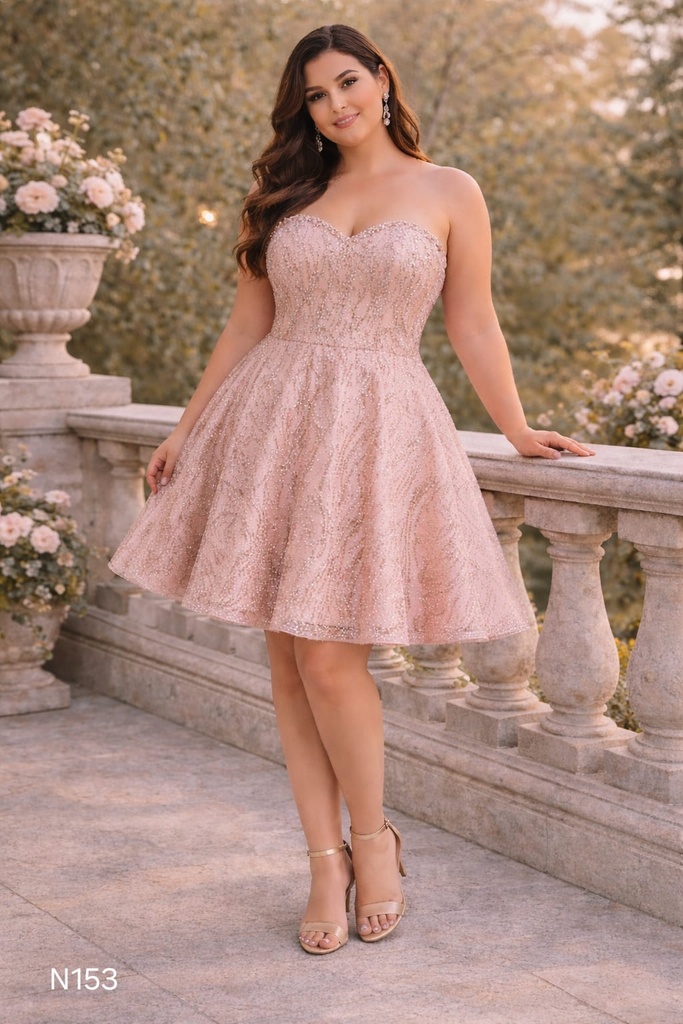 N153 NESLAY VESTIDO CORTO ROSA DORADO