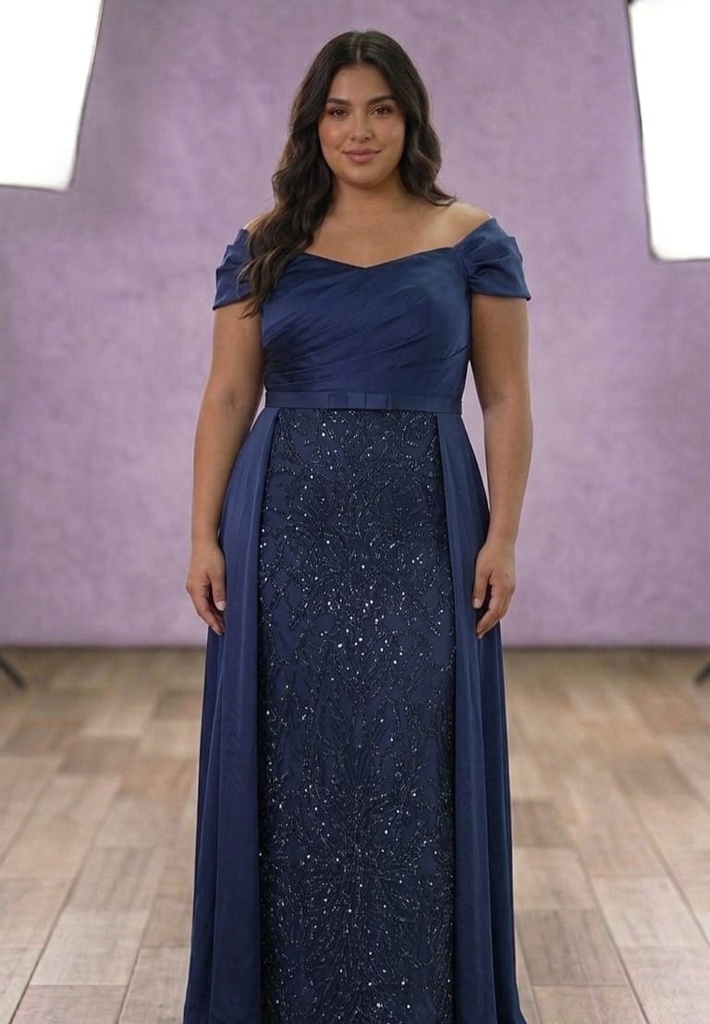 N162 NESLAY VESTIDO GALA LARGO AZUL