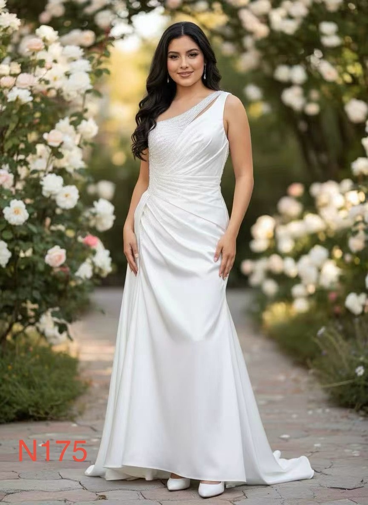 N175 NESLAY VESTIDO GALA LARGO BLANCO