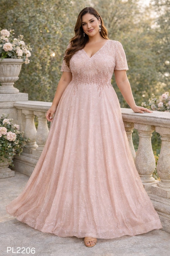 PL2206 NESLAY VESTIDO GALA LARGO PALO ROSA